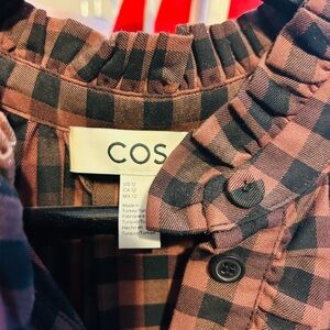 COS Rust and Black Gingham Button-Down Dress